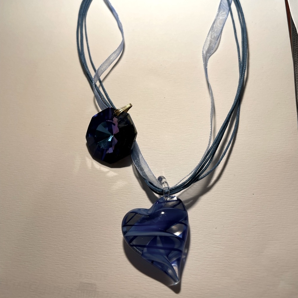 2 pieces for the price of one Glass heart Necklace